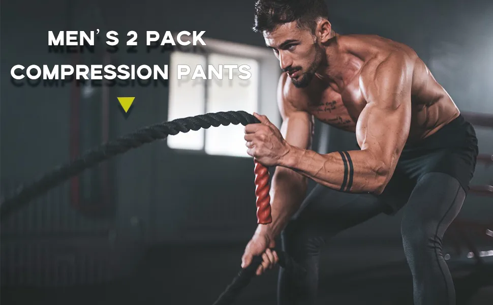 Holure Men's 2 Pack Compression Pants Base Layer Sports Leggings Running Pants for Men Fitness Tights S Black / White - Kompressionshose