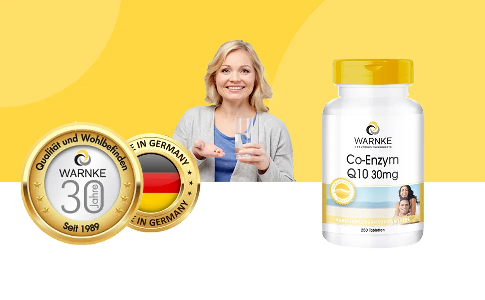 Coenzyme Q10 30mg - CoQ10 tablets - vegan - 250 tablets - bulk pack | Warnke Vitalstoffe - German pharmacy quality - Über 200 Produkte