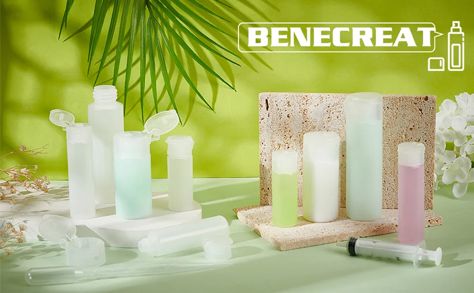 Benecreate 10 Pack 30 ml 1oz Small plastic cap test bottle empty refillable travel bottles for cosmetic make-up toilet items 30ml/1oz - product information 2