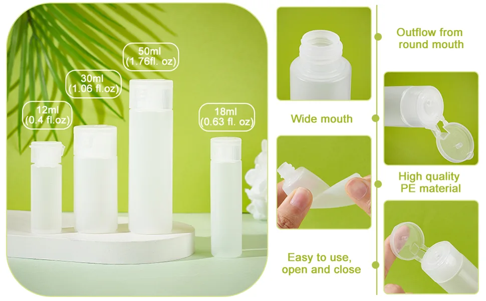 Benecreate 10 Pack 30 ml 1oz Small plastic cap test bottle empty refillable travel bottles for cosmetic make-up toilet items 30ml/1oz - product information 5