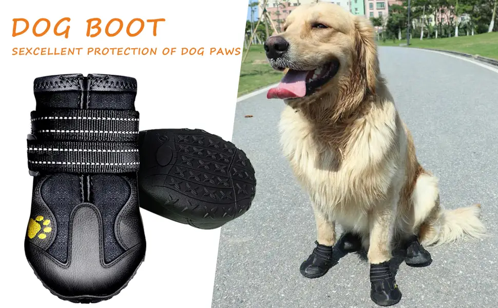 Dog boots 4 pieces waterproof dog shoes with reflective adjustable straps for small medium sized dogs (A 5) A 5 - main photo