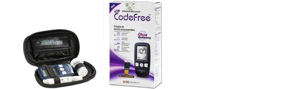 SD Codefree blood sugar measuring device Set with test strips + 50 blood sugar test strips in the savings pack for diabetes control starter set + 50 test strips - Blutzuckermessgerät