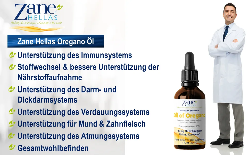 Zane Hellas 100% Greek Oregano Essential Oil. Minimum 86% Carvacrol. 164 mg Carvacrol per serving. Pack of 2. 60ml. - Oreganoöl