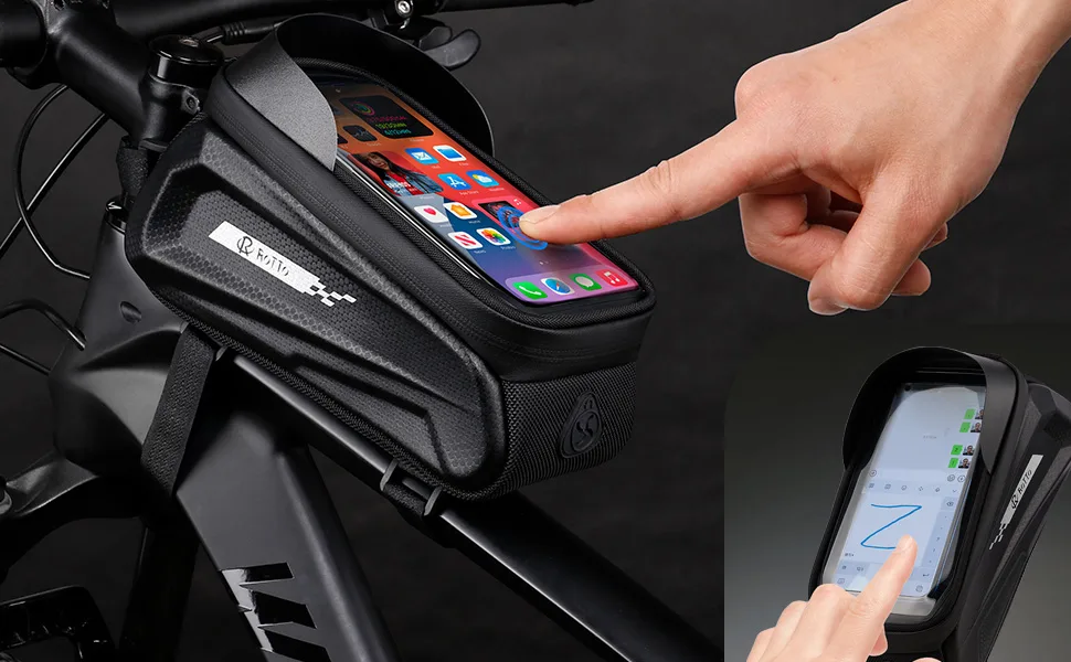 ROTTO Bicycle Frame Bag Top Tube Bag Cell Phone Bag on Top Tube Hard Case Sensitive Touchscreen - product information 4