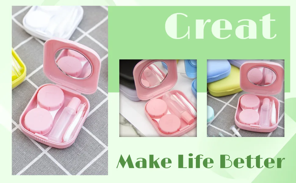 Clyhon Contact Lens Case Plastic Container with Tweezers and Suction Cup Travel Set for Outdoor Activities (Pink) - product information 2