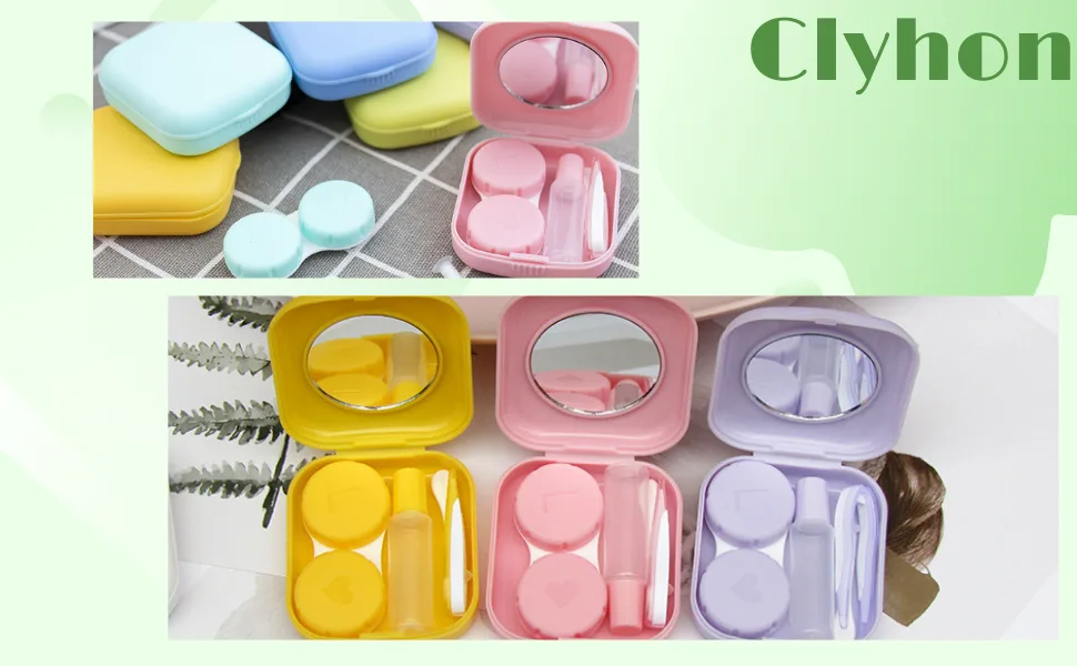 Clyhon Contact Lens Case Plastic Container with Tweezers and Suction Cup Travel Set for Outdoor Activities (Pink) - product information 3