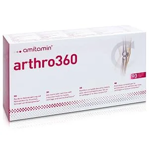 Amitamin arthro360 360 capsules highly dose German pharmacy quality 15 nutrients for joints & bones with glucosamine chondroitine MSM individually hygienically packaged 360 pieces (1 Pack) - arthro360 90 Tage