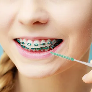 Layhou 160pcs Interdental Brush Double-sided Toothpicks Soft Silicone Dental Floss Teeth Stick Blue - product information 4