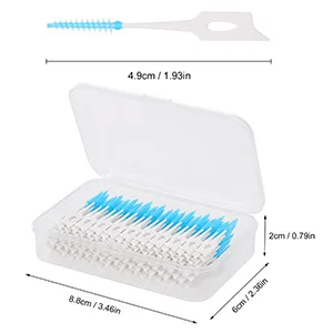 Layhou 160pcs Interdental Brush Double-sided Toothpicks Soft Silicone Dental Floss Teeth Stick Blue - product information 5