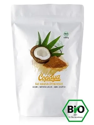 Organic coconut blossom sugar | 1000g | Coconut sugar | Sugar substitute | Premium quality without additives | Bulk pack 1 kg (1 pack) - product information 1