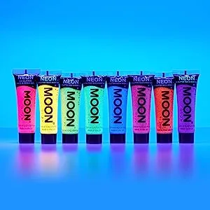 Moon Glow Neon UV Glitter Gel for Face and Body Glows Brightly Under UV Rays (12ml (Pack of 8)) - product information 4