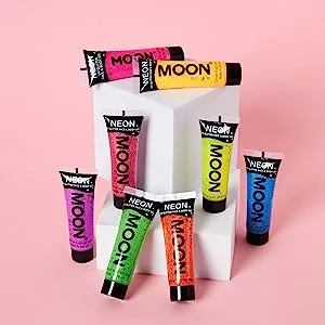 Moon Glow Neon UV Glitter Gel for Face and Body Glows Brightly Under UV Rays (12ml (Pack of 8)) - product information 5