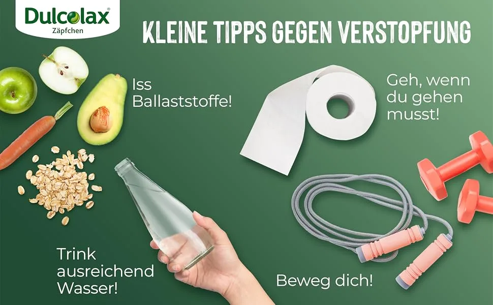 Dulcolax suppositories - Fast and predictable relief for constipation - 2 x 6 pcs. 6 pieces (pack of 2) - Dulcolax Zäpfchen, abführmittel schnell wirkend stark, verstopfung abführzäpfchen, digestic