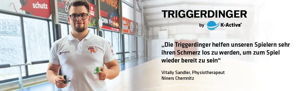 Triggerdinger by K-Active Middle Man |Triggerpunkt presser |Innovative massage device for self -treatment |Simply solve tension 1 piece (1 pack) - Triggerdinger Testimonial Vitaliy Sandler von den Niners Chemnitz