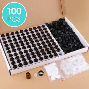 Fenteer 100 Mini Small Empty Glass Bottles Brown Glass Bottle Essential Oil Bottles with Roller Ball 2 ml - product information 4