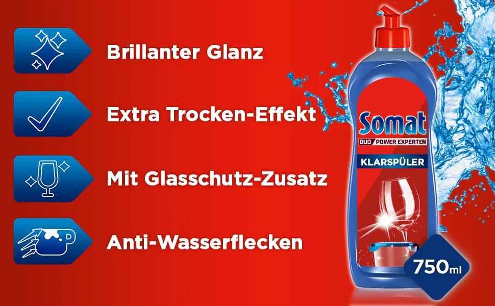 Somat rinse aid 3-pack with extra-dry effect for unbeatable shine on glasses & dishes (3x 750ml) 750 ml (3-pack) - product information 2