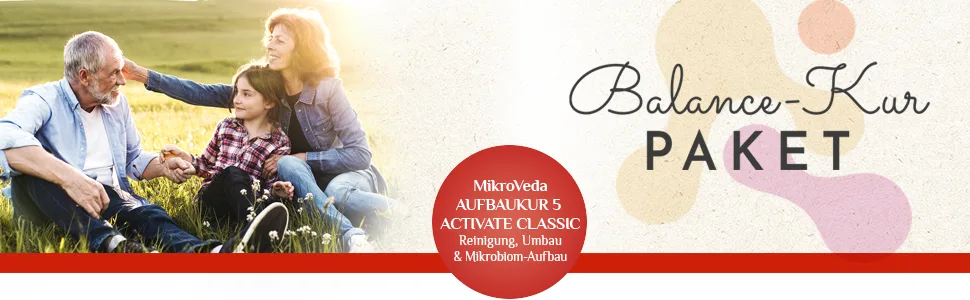 Microveda advanced cure Activate Classic 2 Set Mikroveda Life and Mikoveda Balance Activate 2x0.5 liters microbiotic ferment drink in glass bottle vegan - Header