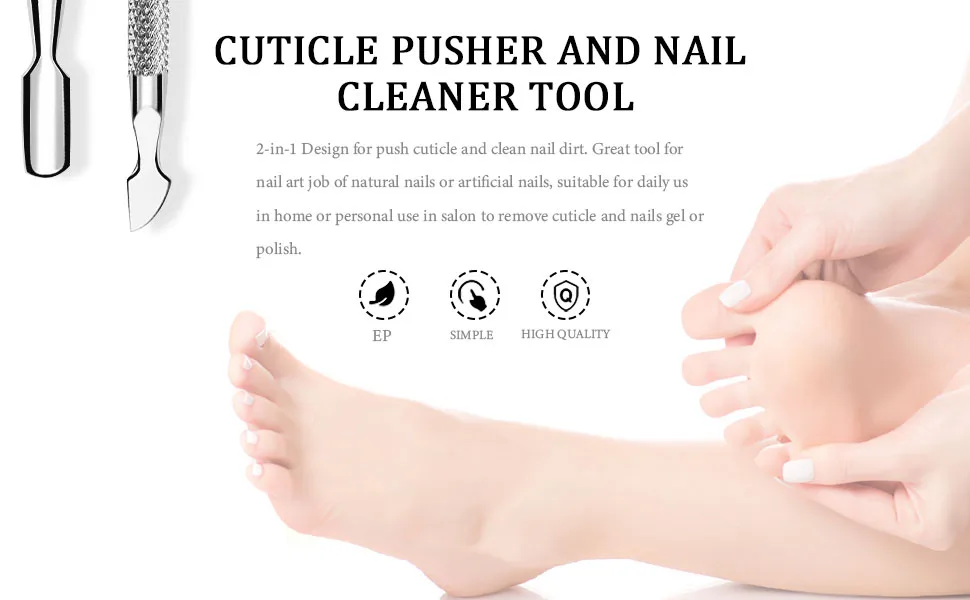 NICEMOVIC Pro Cuticle Pusher Spatula Pusher 2-Sided Made of Solid Metal Stainless Steel Gel Nail Polish Remover - product information 2