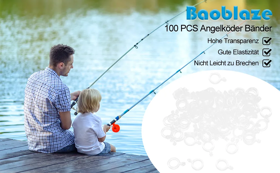 Baoblaze 100pcs Rubber Bait Bands Transparent Stretch Pellet Bands Fishing Accessories Clear M - Köderbänder