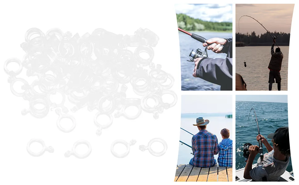 Baoblaze 100pcs Rubber Bait Bands Transparent Stretch Pellet Bands Fishing Accessories Clear M - Köderbänder