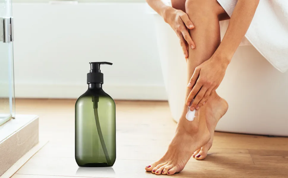 Misazy empty shampoo bottles 300 ml soap dispenser bottles empty refillable plastic lotion-pumping bottles for liquid soap shampoo shower gel (green) - product information 4