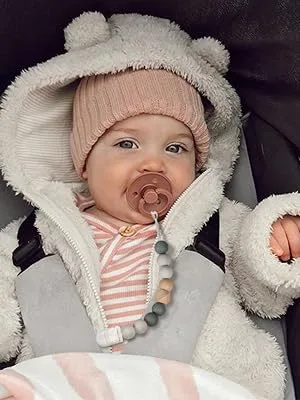 Kowlone pacifier chain young girls silicone dummy clips pacifier band pacifier chains pacifier clips holder for baby shower 2-pack (gray green) A: gray green - Schnullerkette Silikon