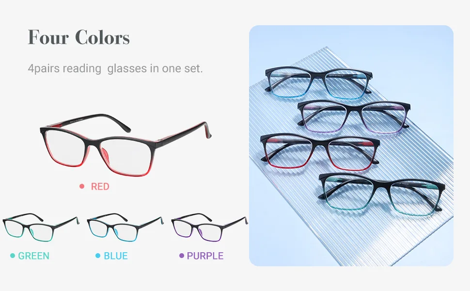 Efe 4 Pack Reading glasses for women black matt high quality rectangular comfortable reader worth reading glasses spring hinges vintage men reading glasses light - jkhuk
