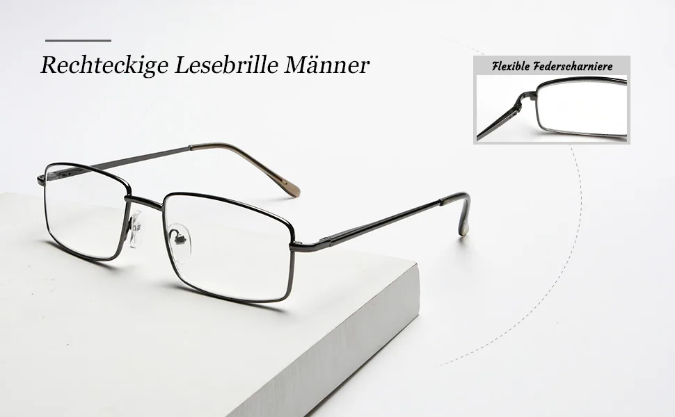 Eyekepper 3-Pack Reader Rectangular Spring Temple Large Metal Reading Glasses Men Gunmetal +3.50 - Lesebrille robust und langlebig