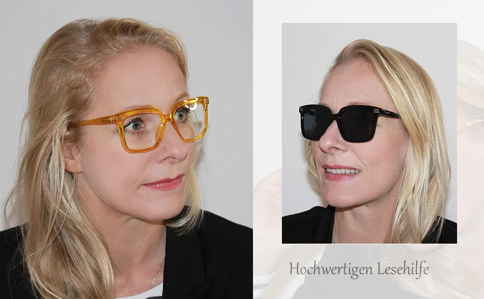 Eyekepper High Quality Reading Glasses - Oversized Rectangular Quality Reading Aid for Women - Yellow +1.25 - EYEKEPPER READER BRILLE FÜR DAMEN Übergroße Brillen mit Quadratischem Design