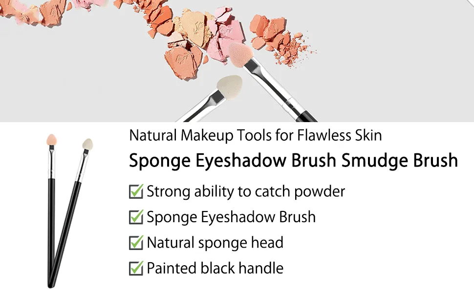 WanFengXue 10pcs Reusable Portable Long Handle Sponge Oval Eyeshadow Brush - Produkteigenschaften:
