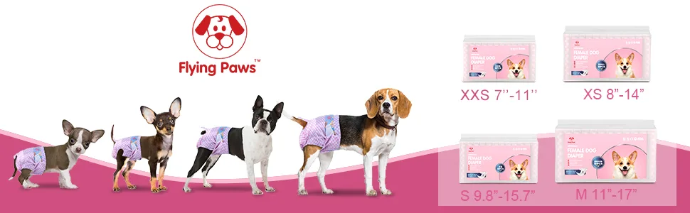 Flying Paws Disposable Dog Diapers Suitable for Dogs and Cats Adjustable Disposable Diapers 10-40 Pack (S-20 Pack) S 20.0 - nappy