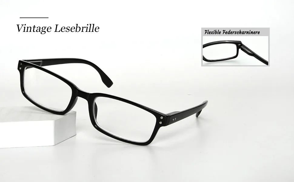 Eyekepper 4 Pack Classic Reading Glasses Rectangular Frame Men Women Black +4.00 4 Black 4.0 Diopters - Vintage Lesebrille robust und langlebig