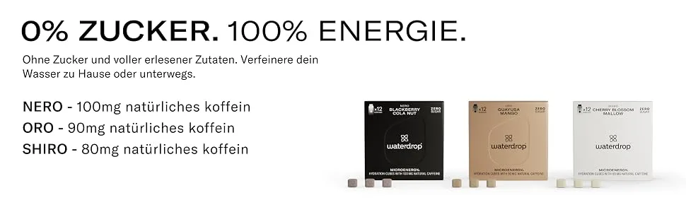 Waterdrop Microenergy Set |Energy drink - natural caffeine with B vitamins |36 Waterdrop drops cube powder |Taste for water without sugar and without preservatives - waterdrop microenergy