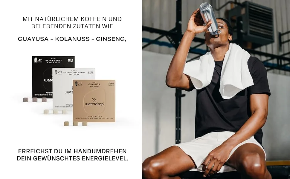 Waterdrop Microenergy Set |Energy drink - natural caffeine with B vitamins |36 Waterdrop drops cube powder |Taste for water without sugar and without preservatives - waterdrop microenergy usps