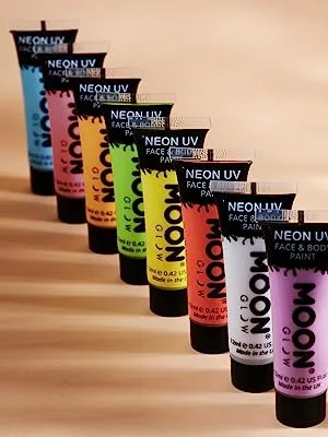 Moon Glow Neon UV Face and Body Paint Complete Set of 16 Includes UV Keychain (12ml (16-Pack)) - product information 2