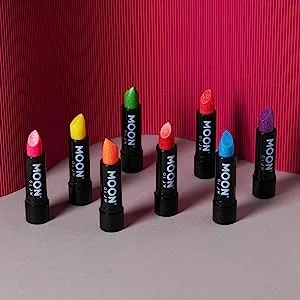 Moon Glow Neon UV Glitzer lipstick bright neon-colored lipstick shines under UV radiation (green 5 pieces (1 piece)) green 5 pieces (1 Pack) - product information 4