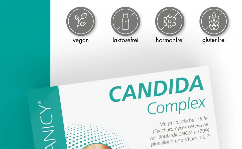 Botanicy Candida Complex - 60 capsules - at Candida Albicans - Vitamin C Biotin probiotic yeast mushroom capylic acid grapefruit & garlic extract 60 pieces (1 Pack) - Candida Complex
