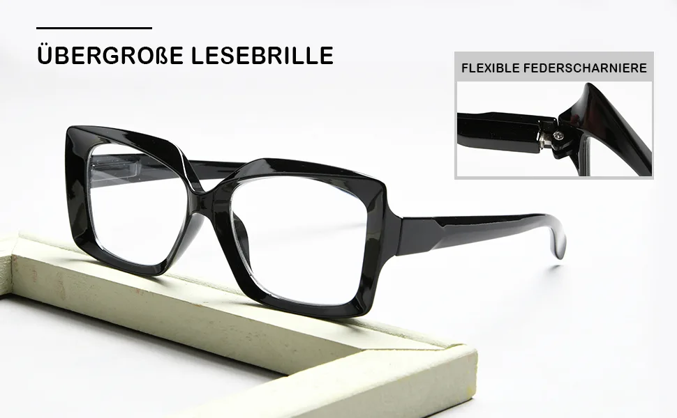 Eyekepper 4 Pack Reading Glasses - Oversized Square Design Glasses for Women +0.75 - Lesebrille, Brille für Damen schwarz, großer Rahmen,150, 50, 75, 250, 200, 225, 100, 175