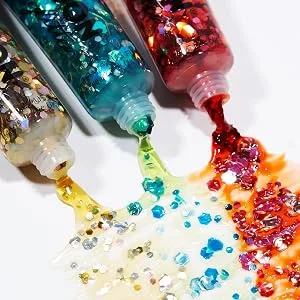 Moon Glitter - Gel with shimmering fine glitter - 12ml - Set of 8 colours - Glitter face paint - Moon Glitter