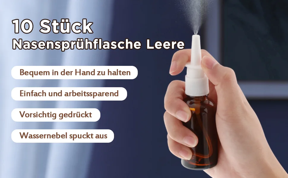 10 Pack Empty Glass Nasal Spray Bottle 30ml with Finger Atomizer Nasal Atomizer Vaporizer Nasal Spray Bottle - Brown - product information 2