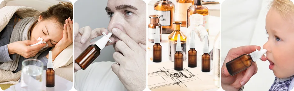 10 Pack Empty Glass Nasal Spray Bottle 30ml with Finger Atomizer Nasal Atomizer Vaporizer Nasal Spray Bottle - Brown - product information 3