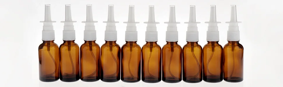 10 Pack Empty Glass Nasal Spray Bottle 30ml with Finger Atomizer Nasal Atomizer Vaporizer Nasal Spray Bottle - Brown - product information 5