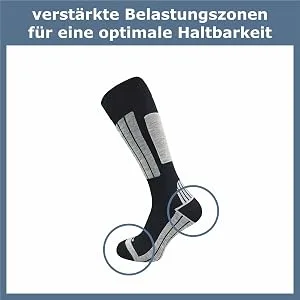GAWILO men's ski socks with padding (4-pack) 20% warming wool 43-46 black - Verstärkte Belastungszonen