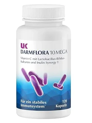 UK Darmflora 10 Mega Capsules vegan - High-dose Lactobacillus Bifidus cultures + Inulin Synergy 1 & Vitamin C 120 pieces (1 pack) - product information 2