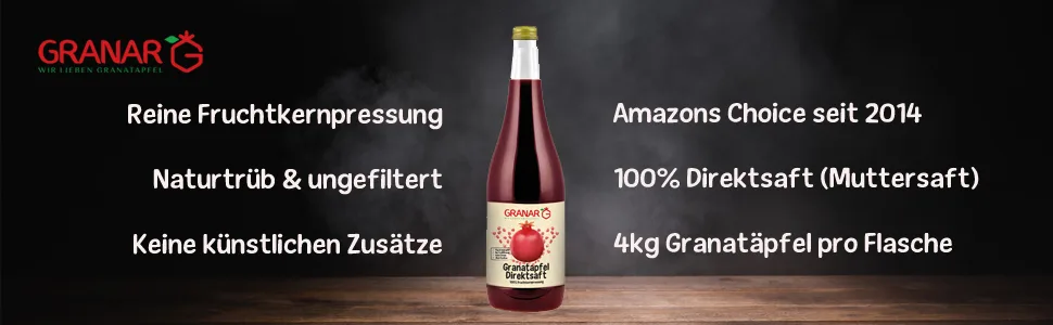 GRANAR Pomegranate Mother Juice naturally cloudy 3 x 1 litre Pomegranate 1 l (pack of 3) - Granatapfelsaft