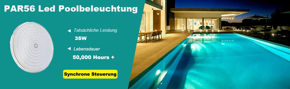 Lylmle resin filled LED pool lighting par56 35w ultra-lach RGB color change pool headlight external synchronization with remote control dimmable swimming pool lamp IP68 waterproof 12V AC (2-pack) 2 pack - product information 1