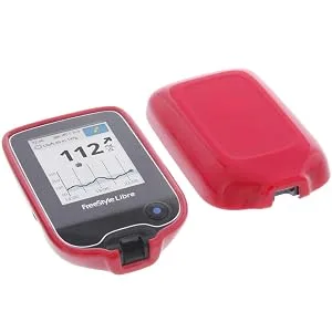 foto-kontor Case compatible with Abbott Freestyle Libre 2 Case Rubber TPU Protective Case red TPU Red - Schutzhülle