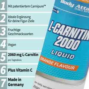 Body Attack L-Carnitine Liquid Orange 1 pack (1 x 1l bottle) - L-Carnitine Liquid