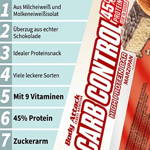 Body Attack Carb Control Protein Bar Peanut Butter 1 Pack (10x 100g) Peanut Butter 10 Pieces (1 Pack) - Carb Control