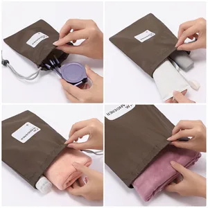 VORCOOL 4pcs Drawstring Bags Waterproof Nylon Storage Bag Size XS/S/M/L (Coffee) - 4 tück Kordelzugbeutel wasserdichte Nylon Aufbewahrungstasche Größe